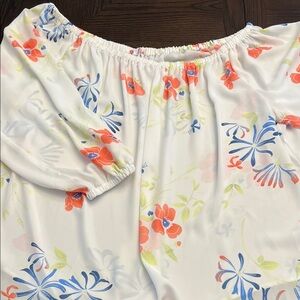 GAP White Floral Blouse with Blue and pink Accents